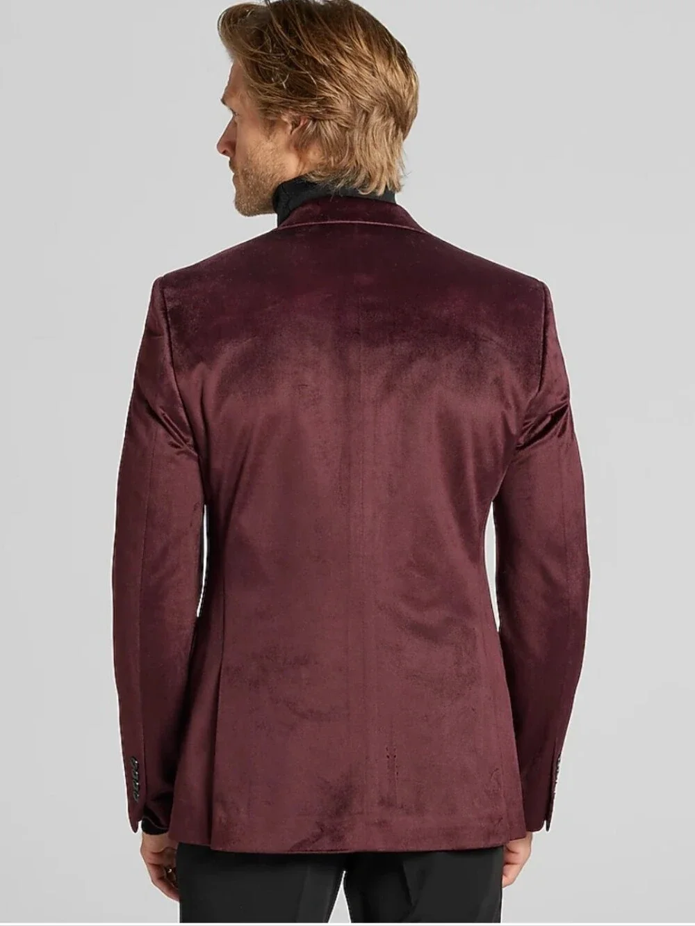 Egara Men's Warehouse Velvet Dinner Jacket Size 40R Skinny Fit Dark Wine NWT